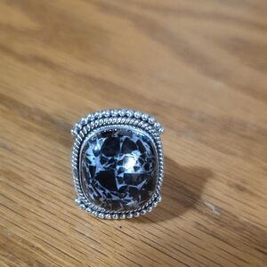 Silver and Black Stone Ring